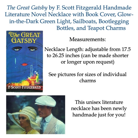 SOLD—The Great Gatsby F. Scott Fitzgerald Handmade Glowing Literature Necklace - Picture 15 of 16
